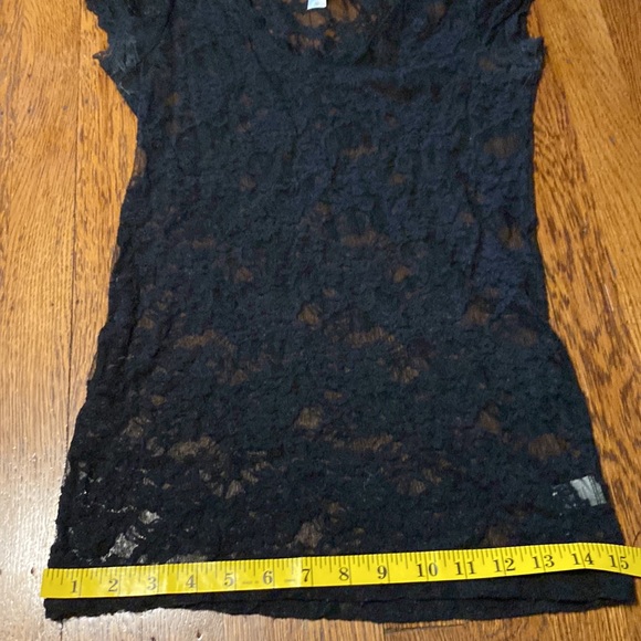 Medium Black Juniors Lace Short Sleeve Shirt - Picture 4 of 7